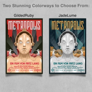 Metropolis Fritz Lang Cinema Poster, Classic Movie Art Decor, Art Deco Design