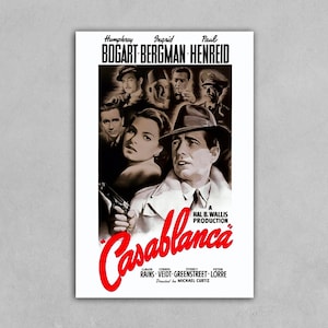 Herdruk vintage Casablanca gouden filmposter