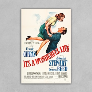It&#39;s a Wonderful Life Iconic Classic Christmas Holiday Movie film Advertisment Poster Reprint Home Decor Wall Art