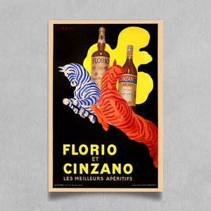 Leonetto Cappiello 1930 Florio Cinzano Poster Print - Vintage Italian Advertising Art - Wall Decor, Home Bar, Collectible