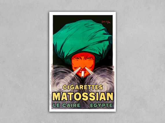 Vintage Cigarettes Matossian Le Caire Egypte Advertisment Poster Reprint Home Decor Wall Art