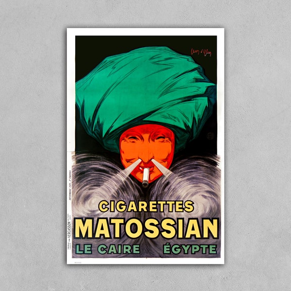 Vintage Cigarettes Matossian Le Caire Egypte Advertisment Poster Reprint Home Decor Wall Art