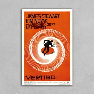 Vintage Vertigo Alfred Hitchcock Movie Film Poster Reprint - Classic Cinema Artwork for Home Decor