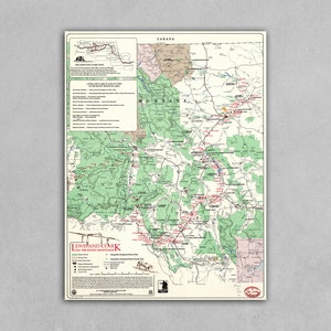 Póster de mapa vintage de Lewis y Clark en las Montañas Rocosas, reimpresión, decoración del hogar, arte de pared, decoración de oficina