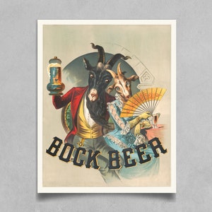 Vintage Bock Beer Poster No. 8 Print, Home Bar Decor, Beer Poster, Man Cave, Beer Culture, Gift for Beer Lovers