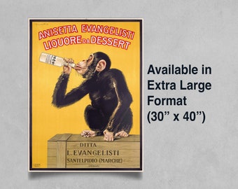 Anisetta Evangelisti Liquor Poster: Vintage Monkey Bar Art Print