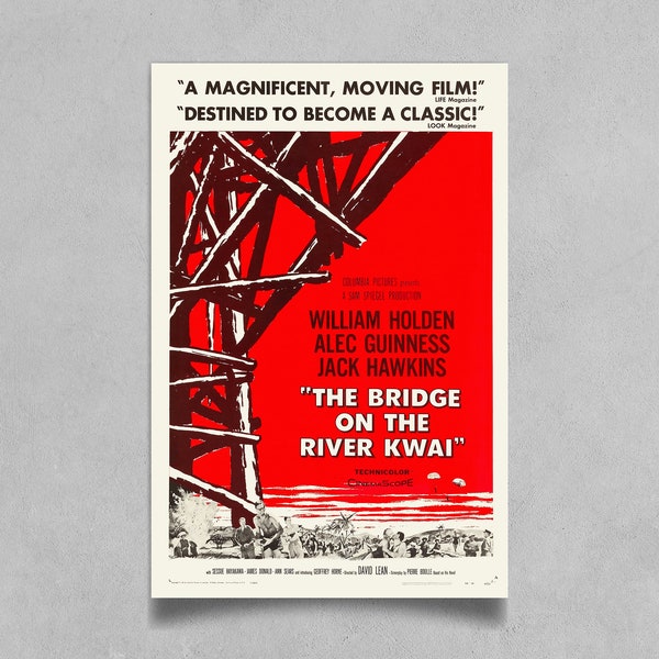 The Bridge on the River Kwai Style A Poster - Classic War Film, Vintage Artwork, David Lean, Alec Guinness, Academy Award Winner