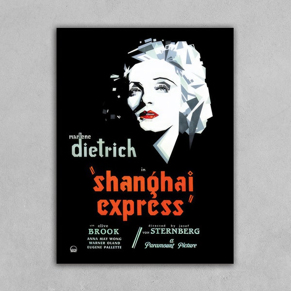 Shanghai Express / Marlene Dietrich (1932) Vintage Film Film Werbung Poster Reprint Home Decor Wandkunst