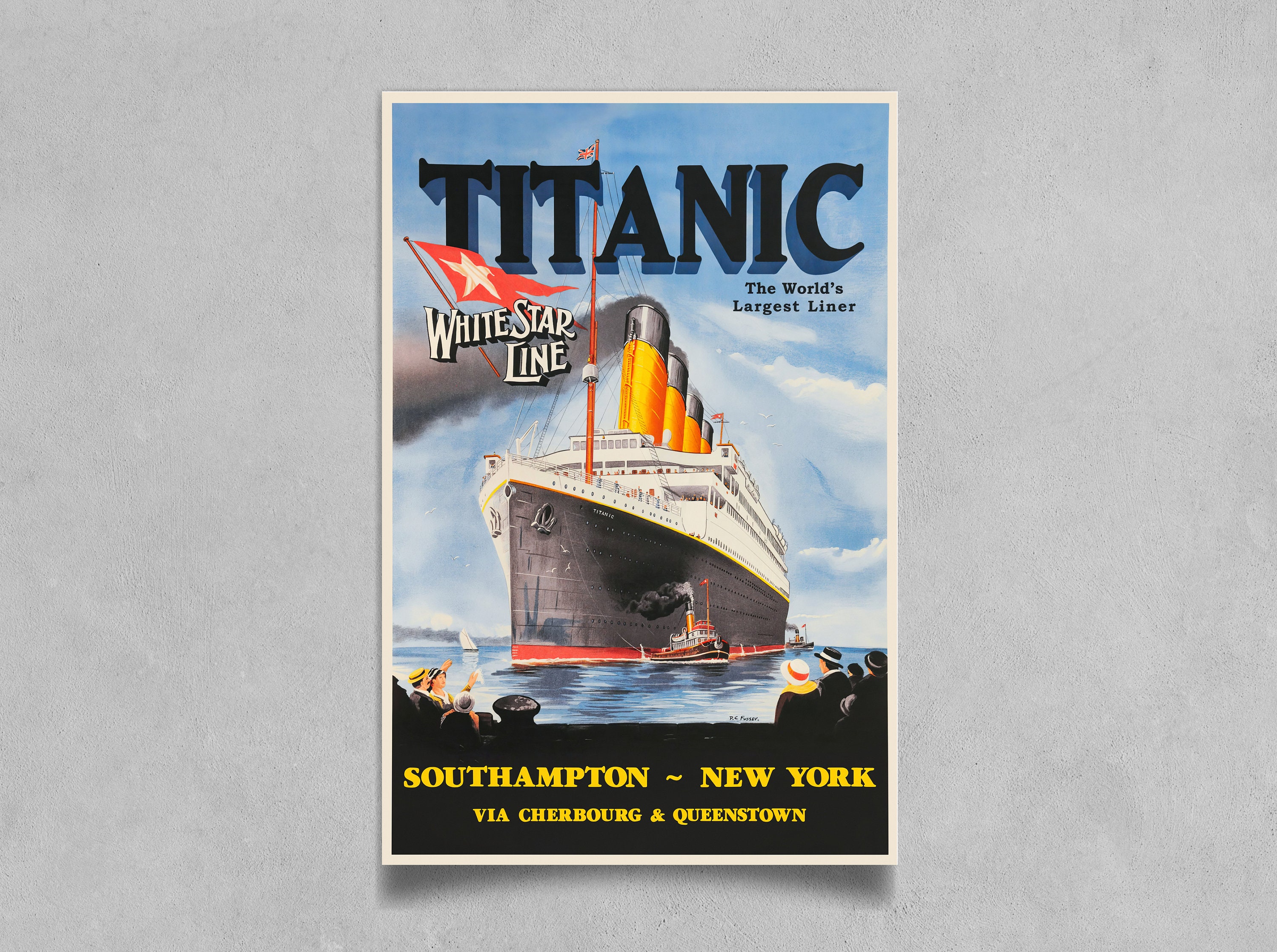 TITANIC by Peter Fussey 1912 Poster Reprint - Vintage Maritime Art