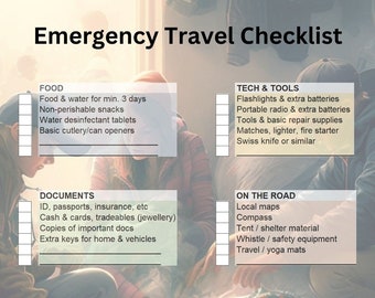 Natural Disaster Emergency Preparedness Travel Checklist - Be Ready for urgent travel - Digital Download Checklist