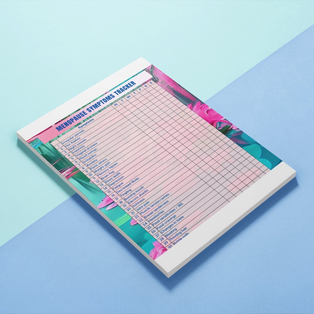 Menopause Symptoms Chart for Women, Wellness Journal, Weekly Tracker