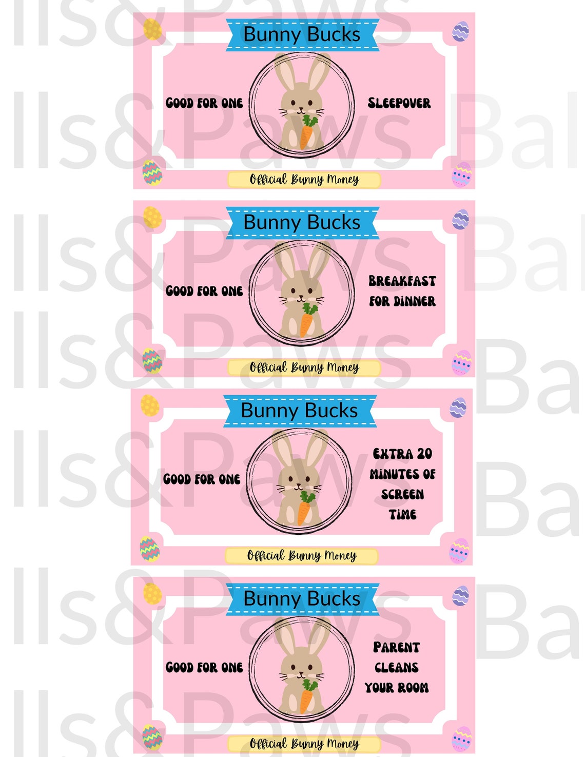 Bunny Bucks Printable Easter Gift Certificates - Etsy