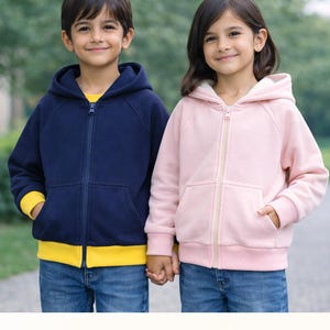 Kids Zip Up Hoodie Sewing Pattern | Raglan Sleeve, Kangaroo Pocket (PDF Download)
