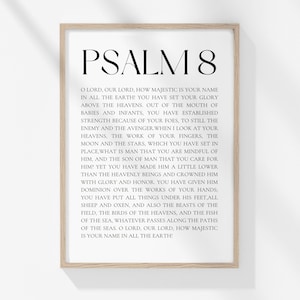 Psalm 8, Bible Verse Print, Christian Wall Poster, Christian Wall Decor, Digital Download