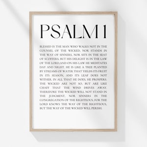 Psalm 1, Bible Verse Print, Christian Wall Poster, Christian Wall Decor, Digital Download