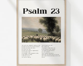 Psalm 23 Wall Art, The Lord is my Shepherd, Psalm 23, Bible Verse Poster, Christian Wall Decor, Christian Poster
