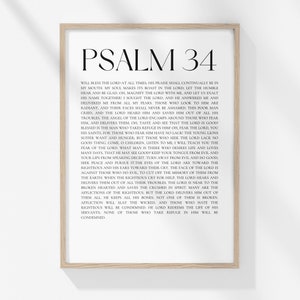 Psalm 34, Bible Verse Print, Christian Wall Poster, Christian Wall Decor, Digital Download