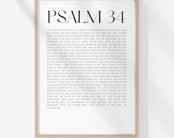 Psalm 34, Bible Verse Print, Christian Wall Poster, Christian Wall Decor, Digital Download