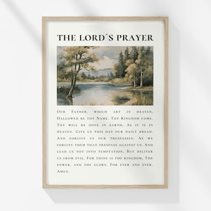 The Lord&#39;s Prayer, Vintage Christian Wall Art, Vintage Scripture, Bible Verse Wall Print, Christian Poster, Digital Download