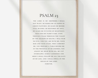 Psalm 23 Beige Poster, Kristen Poster, Bibelverstryck, Kristen Heminredning, Kristen Tro, Digital Nedladdning