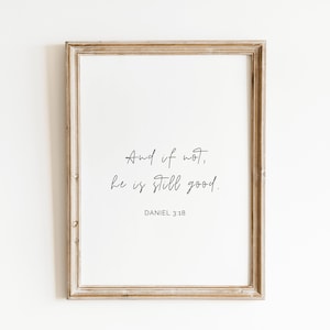 christian poster, Daniel 3:18, bible verse prints, christian faith, minimalist wall art, christian wall decor