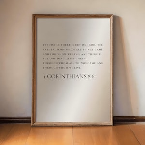 1 Corinthians 8:6, Beige Poster, Christian Poster, Bible Verse Prints, Christian Home Decor, Christian Faith, Digital Download