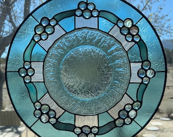 Round Stained Glass Panel 'Rain Cycle'