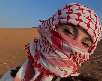 Palestina Pied De Poule Shemagh Keffiyeh, Arafat Hatta Hirbawi Shemagh Tradizionale Con Nappe, Abbigliamento Donna, Sciarpe Per Tutte Le Stagioni Per Lei