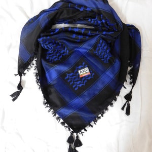 Palestine shemagh keffiyeh unisex scarf, palestine Blue Black Kufiya headscarf, arafat hatta with tassle, unisex scarf, gift for girlfriend