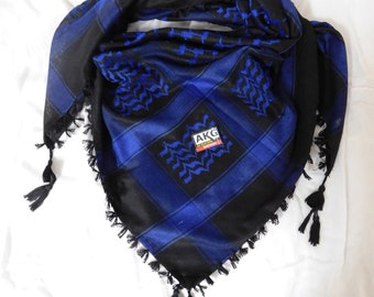 hirbawi shemagh keffiyeh unisex scarf, palestine Blue Black kuffiyeh headscarf, arafat hatta with tassle, unisex scarf, gift for girlfriend