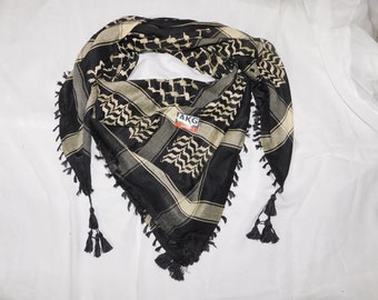 Hirbawi Shemagh Keffiyeh Unisex Schal, Palästina schwarz weiß Kuffiyah Kopftuch, Arafat Hatta mit Quaste, Unisex Schal, Geschenk für Freundin