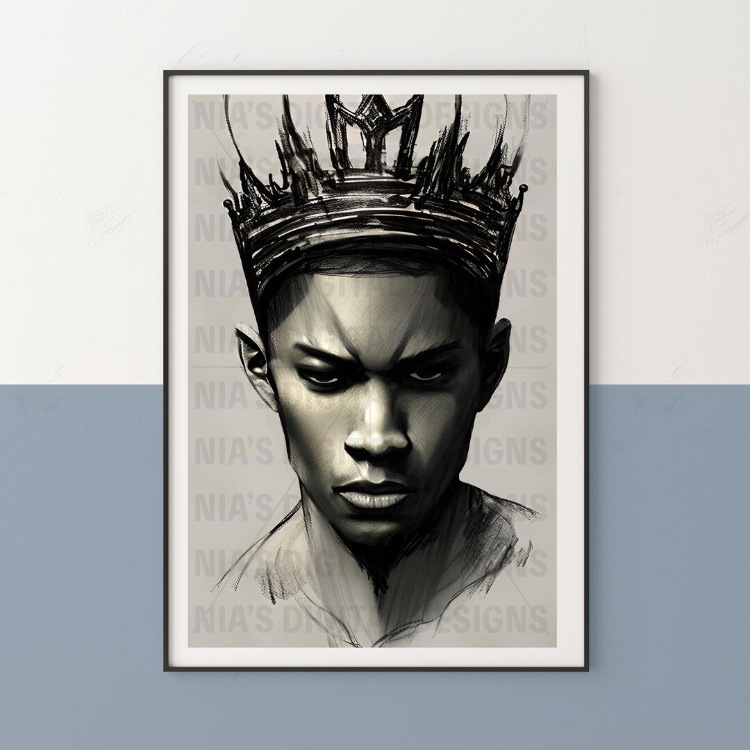 Black Man Wall Art Black Man Art Black King Portait Printable Digital
