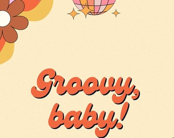 Groovy Babyparty Dankeschön-Karte zum Download