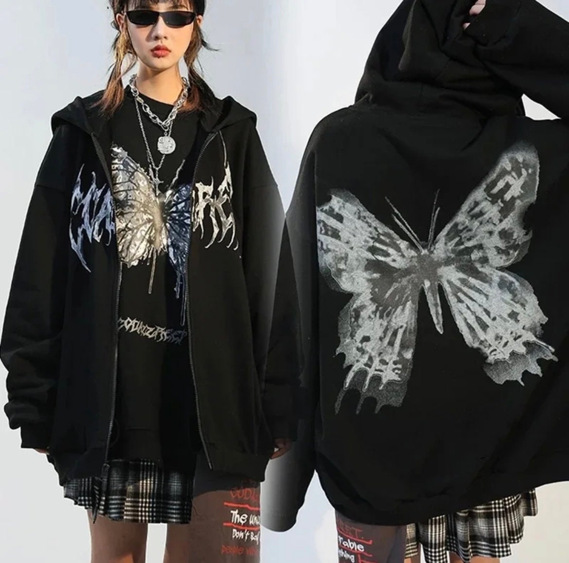 Butterfly Zip up Hoodie - Etsy Denmark