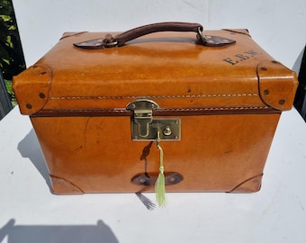 Antique leather bound medicine trunk 16" x 10" by Dear of Knightsbridge