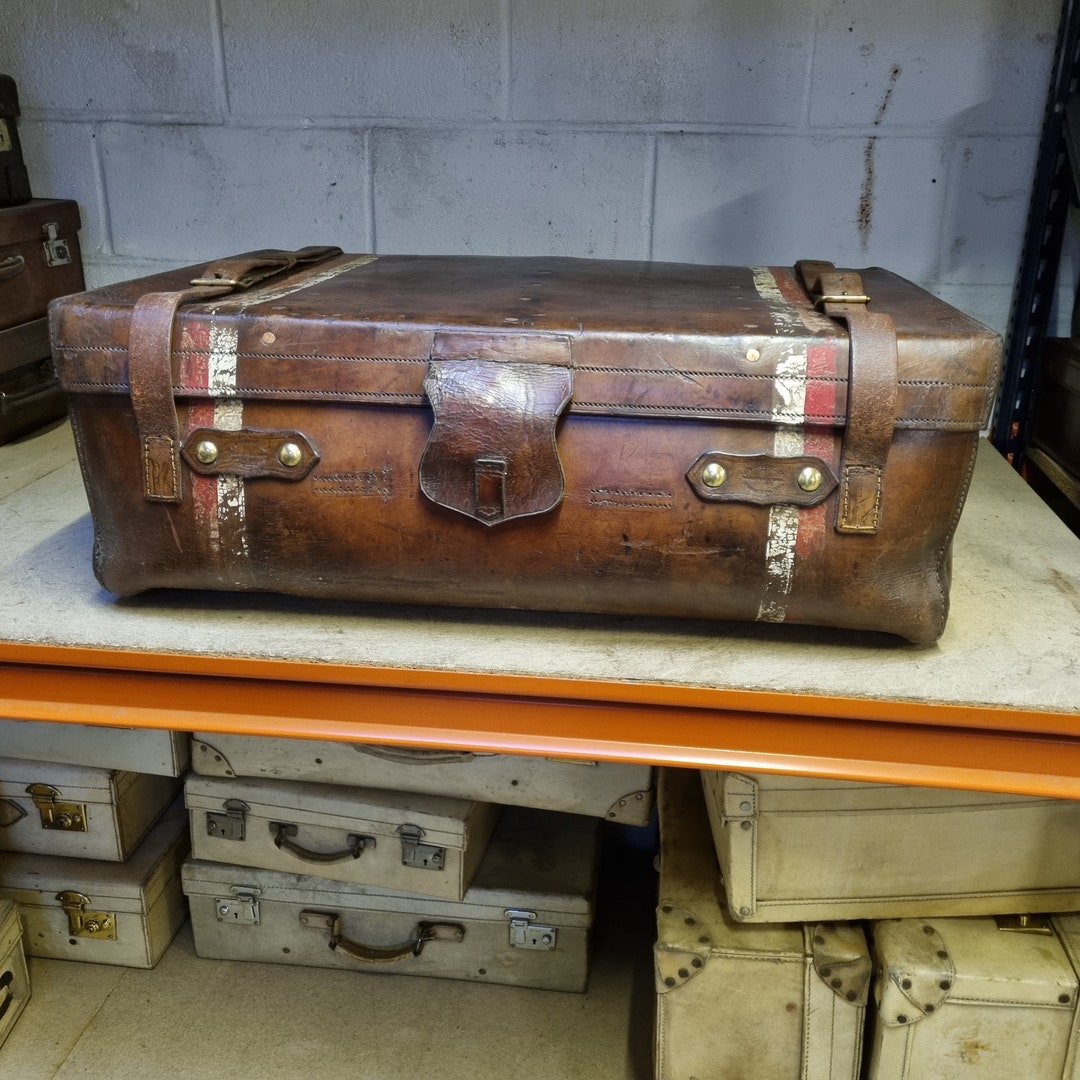 Vintage Leather Trunk 33 X 22 X 12 in Original Condition by Sweeney of