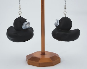 Black Gothic Rubber Ducky Earrings