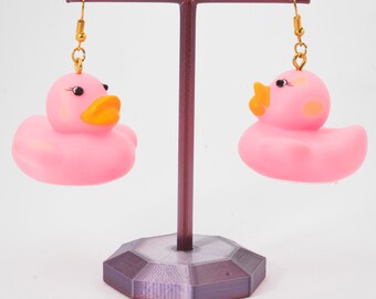 Pink Rubber Ducky Earrings