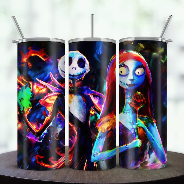 Jack and Sally Tumbler Designs, Nightmare Before Christmas Sublimation Tumbler, Halloween Tumbler Wraps, Jack Skellington Tumbler