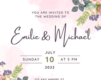 DESCARGA DIGITAL Invitación de boda floral