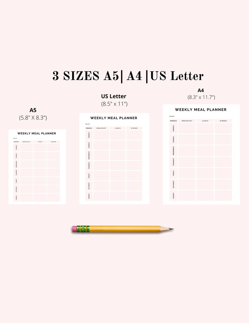 PRINTABLE Pink Weekly Meal Planner Worksheets Healthy Food - Etsy