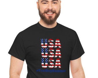 USA Flag Frat Boy T-Shirt: Patriotic Summer Merica Tee