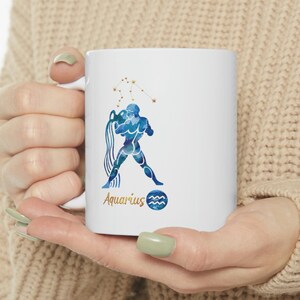 Aquarius Coffee Mug 11oz Zodiac Horoscope Constellation Coffee Mug Cup Aquarius Gift for Him or Her Birthday Gift