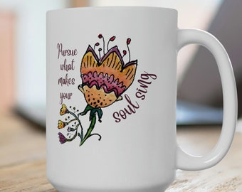 Floral Coffee Mug 15oz: Inspirational Gift