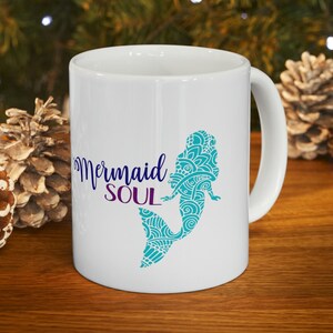 Mermaid Mandala Coffee Mug: Beach Themed Ceramic Cup