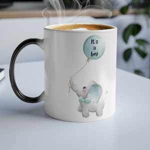 It&#39;s A Boy Gender Reveal Coffee Mug: Elephant Magic Morphing Mug