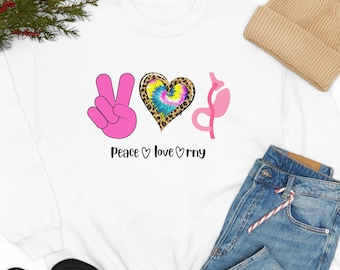 Peace Love RNY Gastric Bypass Bariatric Surgery Crewneck Sweatshirt, Weight Loss Surgery, WLS Gift
