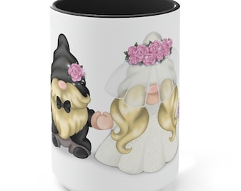 Wedding Gnomes Coffee Mug: Bride and Groom Gift (15oz)