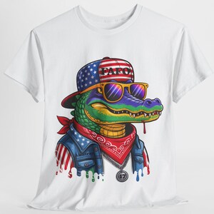 FAFO Patriotic Alligator Tee: USA Flag Graphic, Americana Wildlife image 2