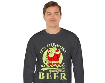 Lustiges Santa Beer Weihnachten Sweatshirt: Retro Urlaub Humor